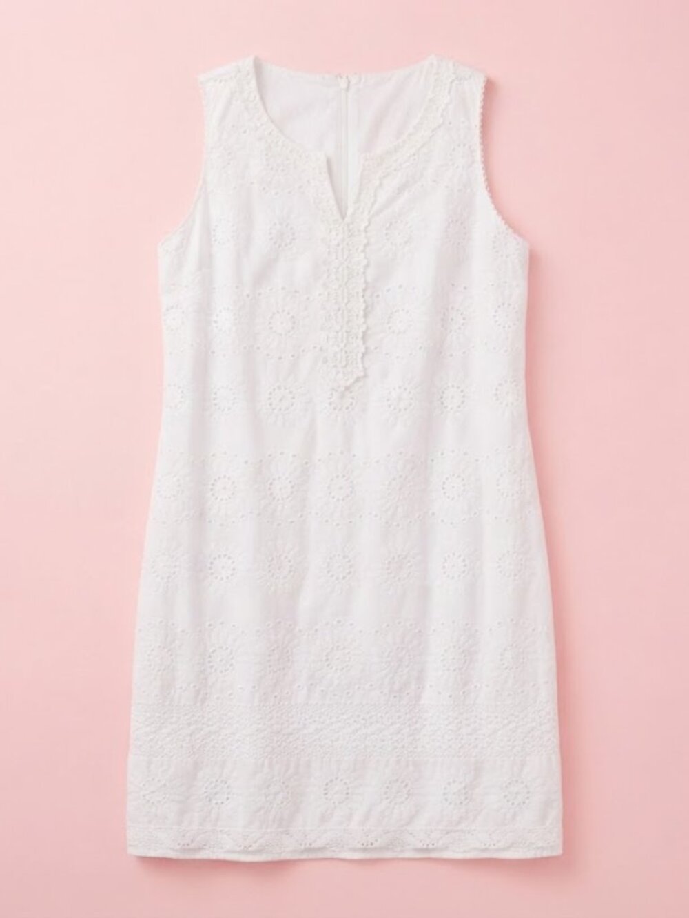 Talbots White Crochet Trim Midi Dress